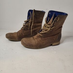 John Fluevog Radio BBC Women Classic Lace Up Distressed Leather Boot Size 7